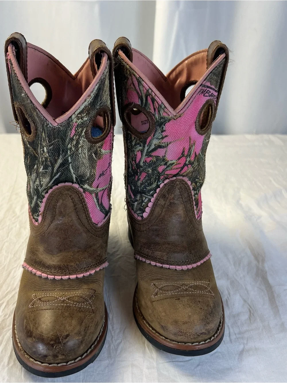 Smoky Mountain Little Girls sz9.5 Pink Camo & Brown Western Boots Style# 3468C